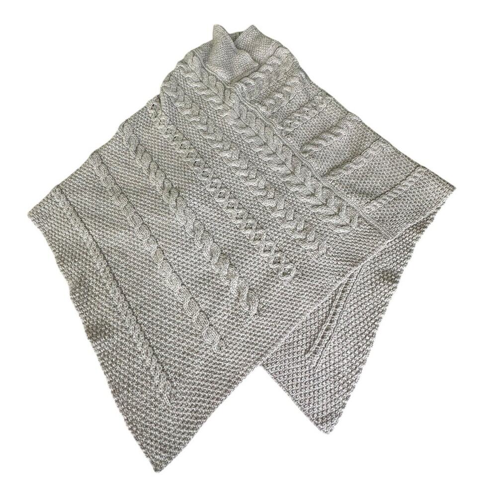 Inis Crafts Sweater Womens S/M Merino Wool Cable Knit Poncho Pullover